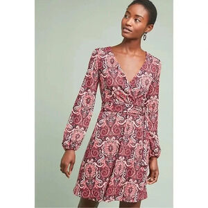 Anthropologie "Paisley Belted Dress" by Maeve sz XSP